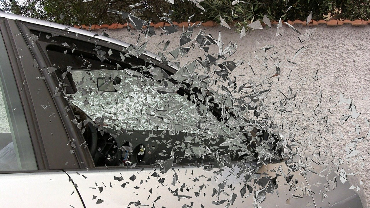 glass shattering after a reckless driving car accident