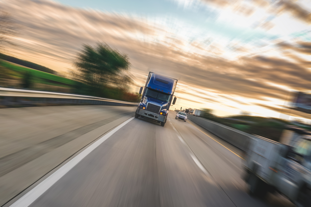 truck speeding down highway