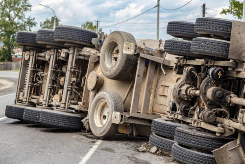 rolled over truck after an accident