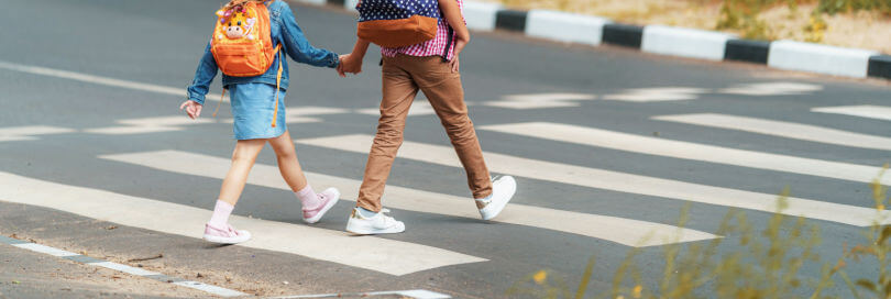 child pedestrians crossing