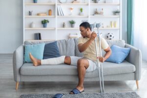 young african american guy plastered-leg