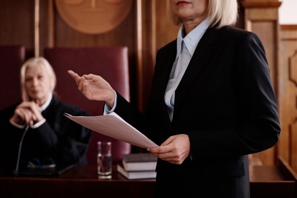 Female lawyer on court